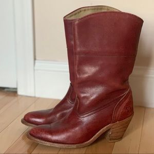 Frye Leather Red Boots with heel